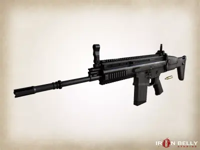 AAA FPS SCAR Assault Rifle  Low-poly 3D model