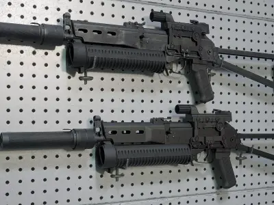 PP-19 Bizon and Case videogame asset Low-poly 3D model