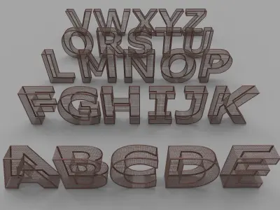 cage alphabet design Low-poly 3D model