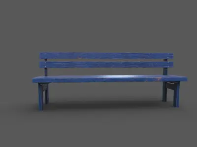 Old Wood Bench Low-poly 3D model order