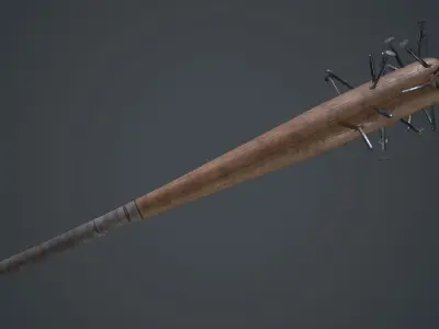 Baseball Bat Weapon With Metal Nails PBR Game Ready Low-poly 3D model