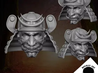 Samurai Demon Head for 6 inch action figures 3D print model