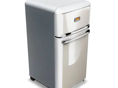 Retro White Refrigerator 3D Model Classic Stylized Kitchen Prop Low-poly 3D model