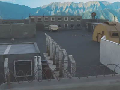 Army base Low-poly 3D model