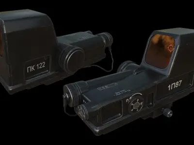 Soviet Weapon Optics Set 1-3 Low-poly 3D model