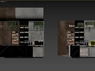 Modern Industrial Coffee Bar with Neon Sign Corona Vray 3D model