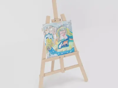 3D Easel with Canvas Free 3D model