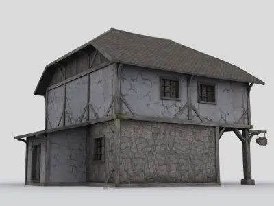 House old with roof Low-poly 3D model