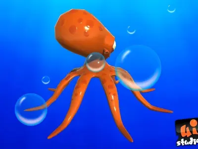 Cartoon Octopus Low-poly 3D model