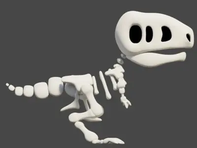 Cartoon T-Rex Skeleton Not-Rigged 3D model