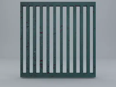 grid low poly GameReady grunge fence Low-poly 3D model