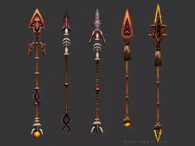 3DRT - fantasy arms Spears Low-poly 3D model