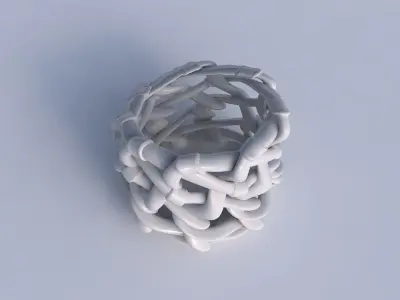 Bowl cylindrical with interlacing soft edged lattice and ribb... 3D model