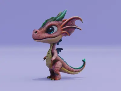 Dragon Character A-Pose Low-poly 3D model