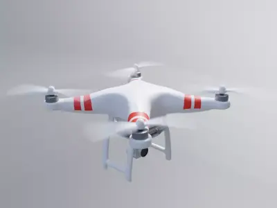 Semi Realistic Low poly White Drone Low-poly 3D model