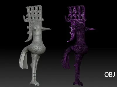 Ancient Shu Sanxingdui Sunbird Statue 3D model