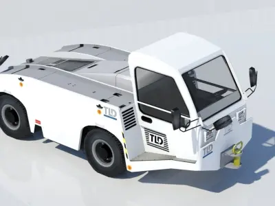 Medium Pushback Tractor Static Low Poly  Low-poly 3D model