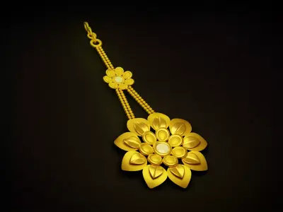 Maang Tikka Gold Jewellery Low-poly 3D model