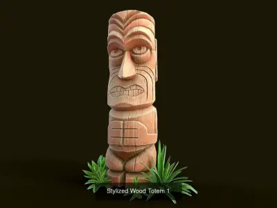 Stylized Wood Totems 3D Model Collection