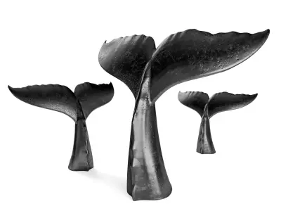 Whale tail sculpture Low-poly 3D model