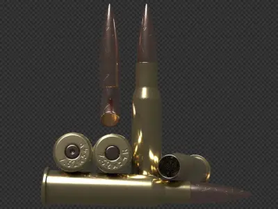 762x54R Cartridge Low-poly 3D model