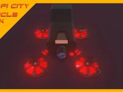 Scifi City Vehicles Asset Pack Low-poly 3D model