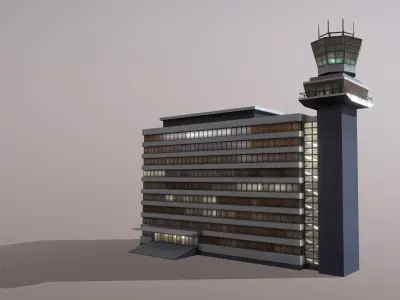 Control Tower EHAM Building Tower Amsterdam Airport Schiphol Low-poly 3D model