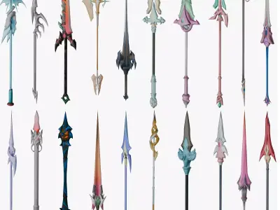 20 STYLIZED SPEAR MODELS PACK 1 - LOW POLY Low-poly 3D model