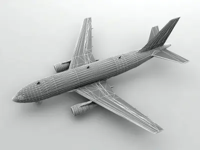 Airbus A310-300 Airliner - Generic White Low-poly 3D model