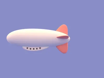 Cartoon Airship  Low-poly 3D model