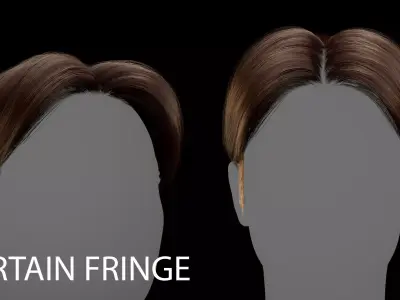 Curtain - Fringe Center - Part Hairstyle - Game Ready Hair Low-poly 3D model