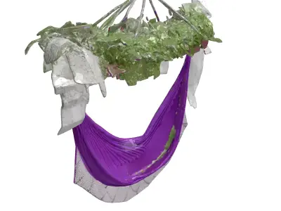 Decorative Hanging Hammock with Plants 3D model