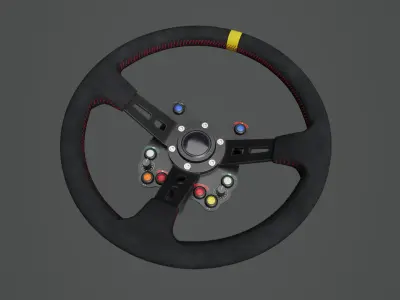 Steering Wheel 01 - Variation C - Red Stiches Low-poly 3D model