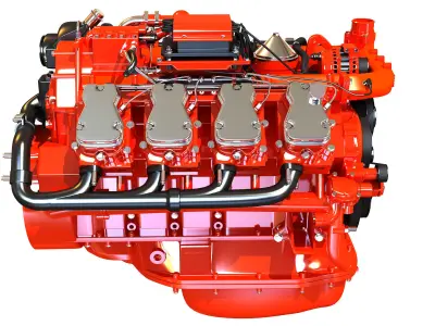 Diesel Engine of 8 Cylinder Power Generation 3D model