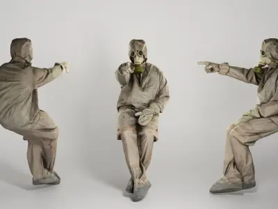 Soviet Liquidator of nuclear accident of Chernobyl sitting 192 Low-poly 3D model