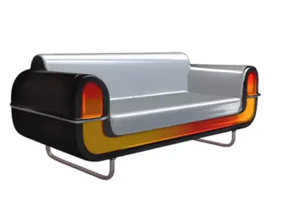 Modern Futuristic Sci-Fi Sofa Cyberpunk Lounge Couch Low-poly 3D model
