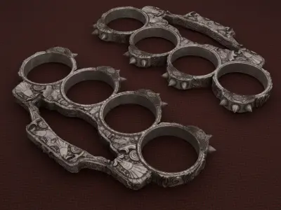 Silver Spiked Knuckles 3D model