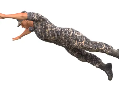 Military man jumping on the ground 3D model