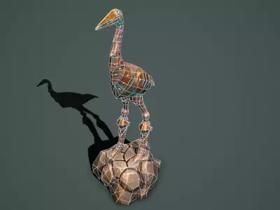 Statue heron Free 3D model