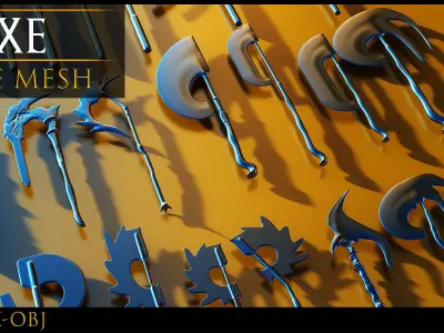 87 Weapons -Axe Base Mesh -Axe-Cold Weapons-UV-Vol 11 Low-poly 3D model