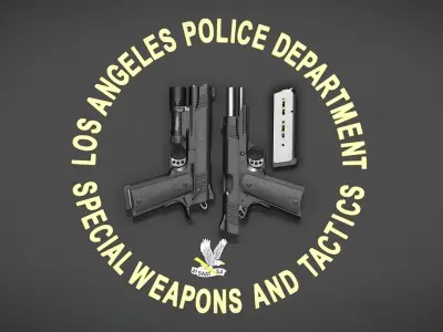 Kimber Custom TLE RL II 1911 and SureFire X300U-B - Game Asset Low-poly 3D model