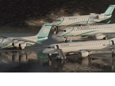 Embraer 190 and e-195 bombardier crj100 and Bae 146 AVRO RJ 85 3D model