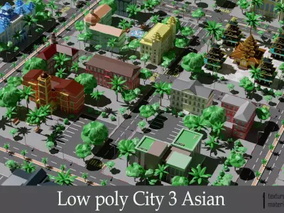 City 3 Asian Low-poly 3D model