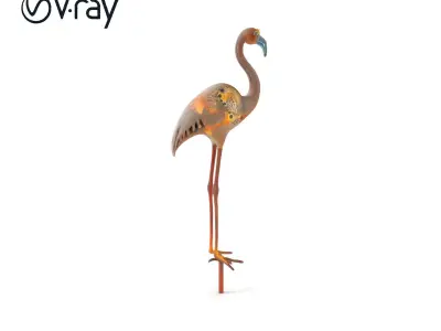 Rustic Flamingo Sculpture D Model Pack Low-poly 3D model