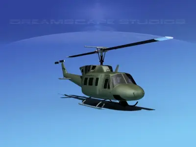 Bell UH-1N Twin Huey Bare Metal 3D model