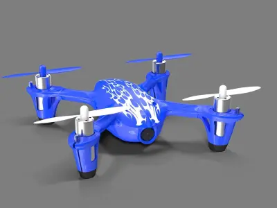 Hubsan X4 H107C Blue Low-poly 3D model