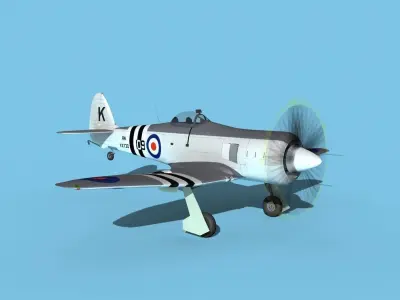 Hawker Sea Fury MKII V02 RN 3D model