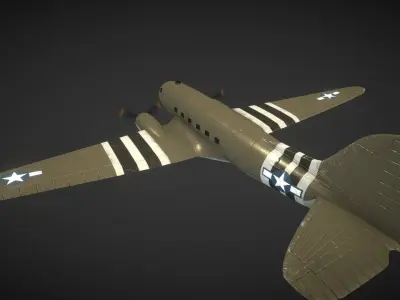 Douglas C-47 Skytrain Low-poly 3D model