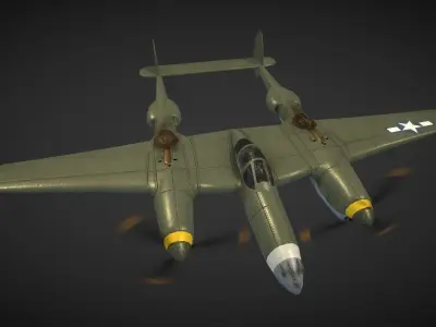 Lockheed P-38 Lightning Low-poly 3D model