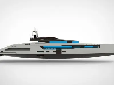Whale Yacht White 3D model